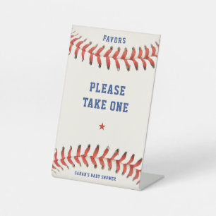 Baseball Softball Party Favour Take One Baby Showe Pedestal Sign