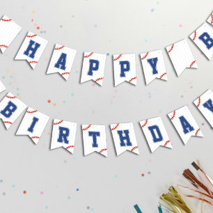 Baseball Softball Pinstripe Happy Birthday Party Bunting