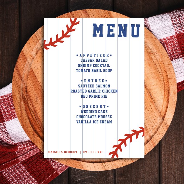Baseball Softball Pinstripe Wedding Reception Menu (Baseball Softball Pinstripe Wedding Reception Menu)