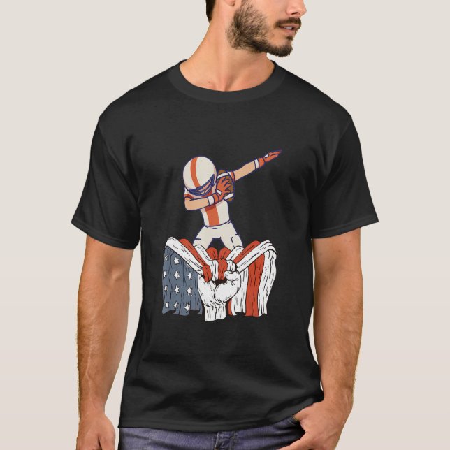Baseball Softball Player with American Flag T-Shirt (Front)