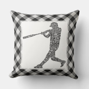 Baseball Softball Player Word Art Cushion
