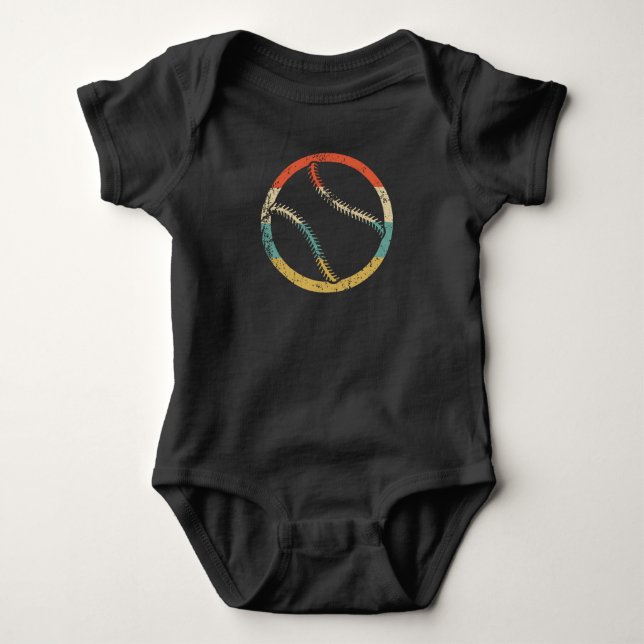 Baseball Softball Silhouette Retro Sports Baby Bodysuit (Front)