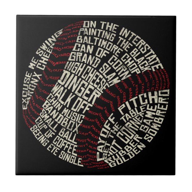 Baseball Softball Slang Words Tile (Front)