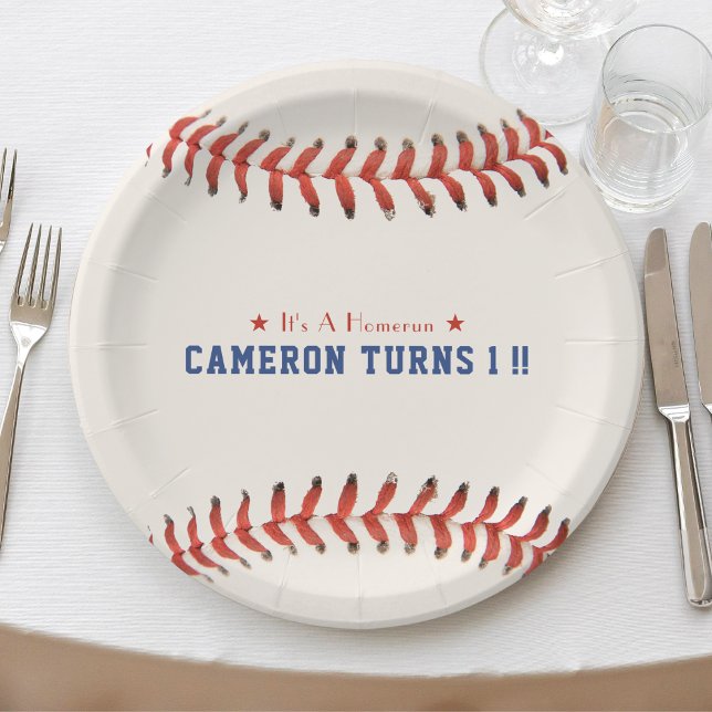 Baseball Softball Sport 1st Birthday Party Paper Plate (Baseball Softball Sport 1st Birthday Party Paper Plates)