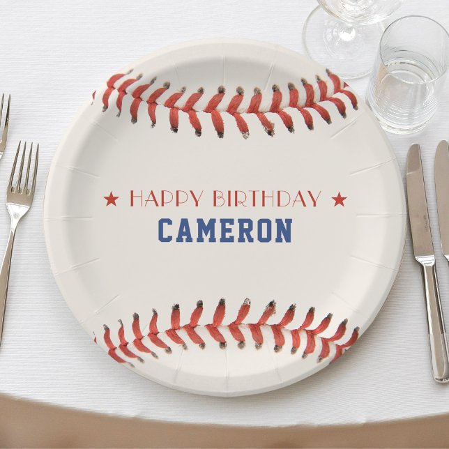 Baseball Softball Sport Happy Birthday Party Paper Plate (Baseball Softball Sport Happy Birthday Party Paper Plates)