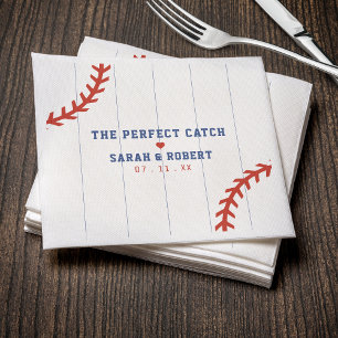 Baseball Softball Sport Heart Pinstripe Wedding Napkin