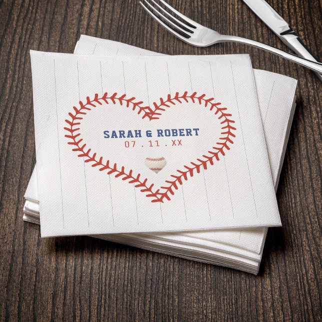 Baseball Softball Sport Heart Pinstripe Wedding Napkin (Baseball Softball Sport Heart Pinstripe Wedding Napkins
)