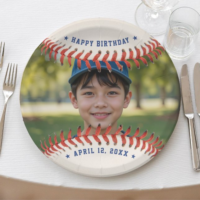 Baseball Softball Sport Photo Happy Birthday Party Paper Plate (Baseball Softball Sport Photo Happy Birthday Party Paper Plates
)