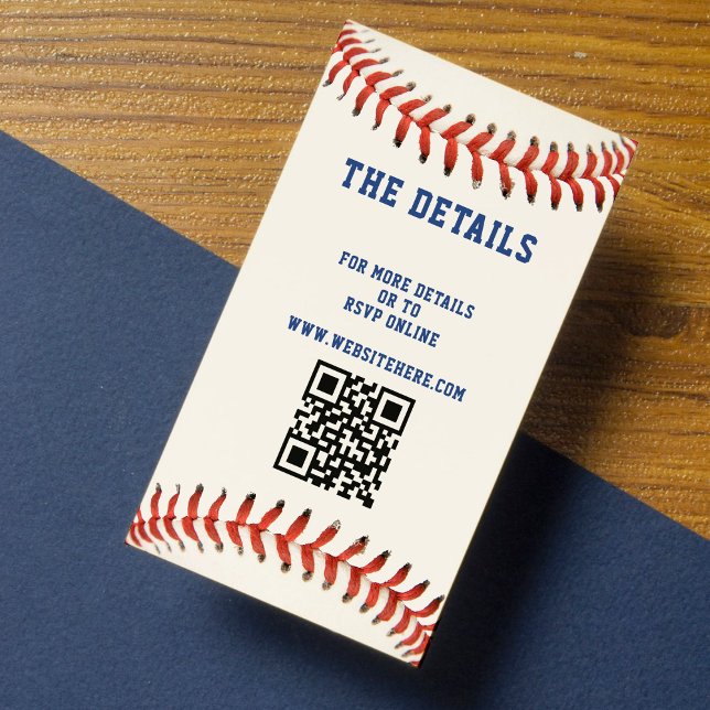 Baseball Softball Sport QR Code Wedding Details Enclosure Card (Baseball Softball Sport QR Code Wedding Details Enclosure Card)