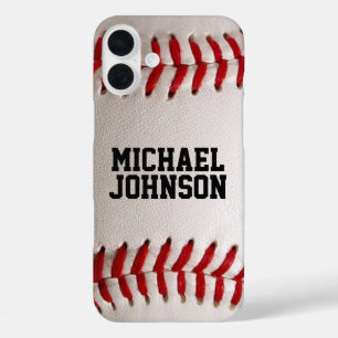 Baseball Softball Stitching Custom Text iPhone 16 Plus Case