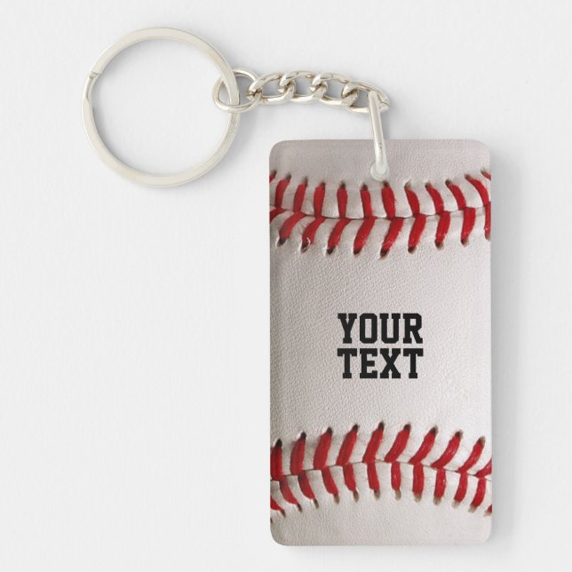 Baseball Softball Stitching Custom Text Key Ring (Front)