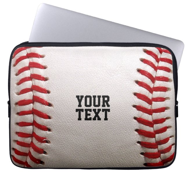 Baseball Softball Stitching Custom Text Laptop Sleeve (Front)