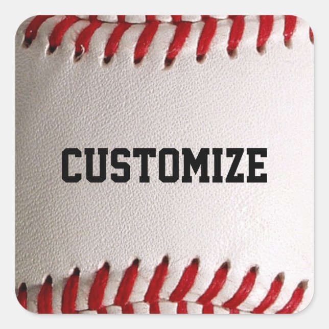 Baseball Softball Stitching Custom Text Square Sticker (Front)