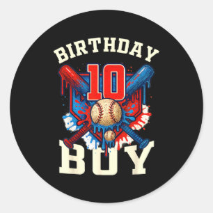 Baseball Splash Drip 10th Birthday Srts Lover Boy  Classic Round Sticker