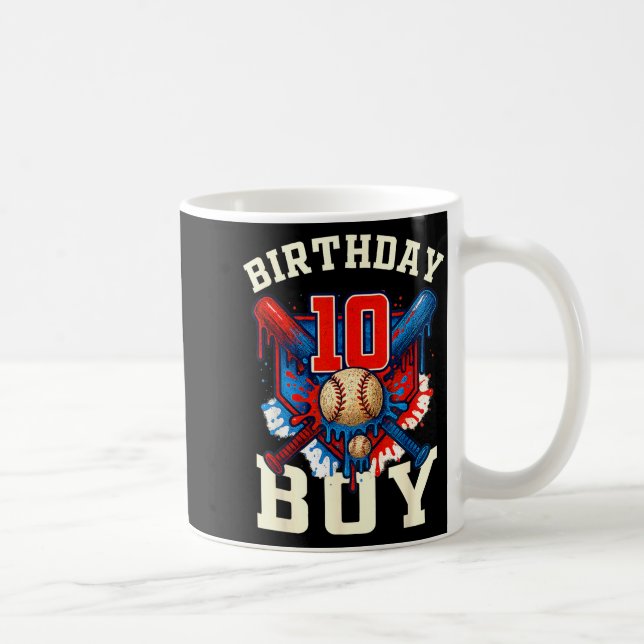 Baseball Splash Drip 10th Birthday Srts Lover Boy  Coffee Mug (Right)
