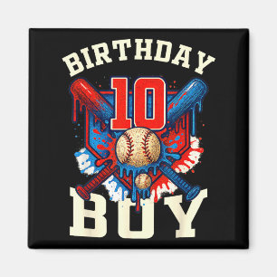 Baseball Splash Drip 10th Birthday Srts Lover Boy  Magnet