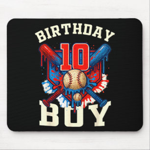 Baseball Splash Drip 10th Birthday Srts Lover Boy  Mouse Pad