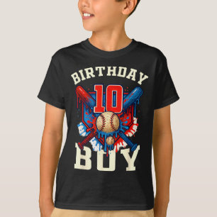 Baseball Splash Drip 10th Birthday Srts Lover Boy  T-Shirt