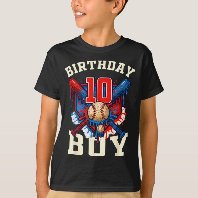 Baseball Splash Drip 10th Birthday Srts Lover Boy  T-Shirt (Front)