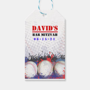 BASEBALL SPLATTER Bar Mitzvah Take Home Gift Tags