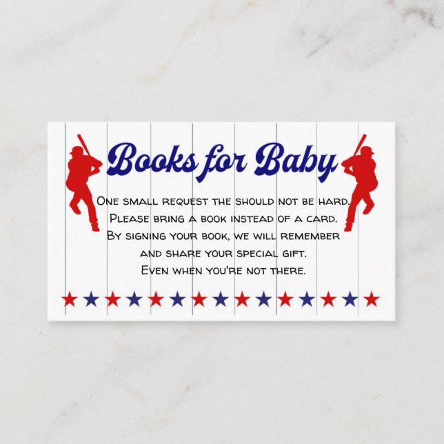 Baseball, Sport Baby Shower, Books for baby card (Front)