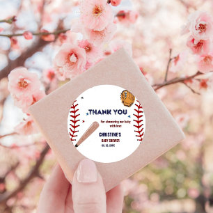 Baseball Sport Baby shower party Classic Round Sticker