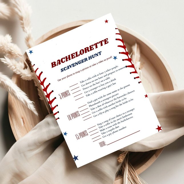 Baseball Sport bachelorette Scavenger game Card (Creator Uploaded)