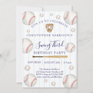 Baseball Sport Boy 3rd Birthday Invitation