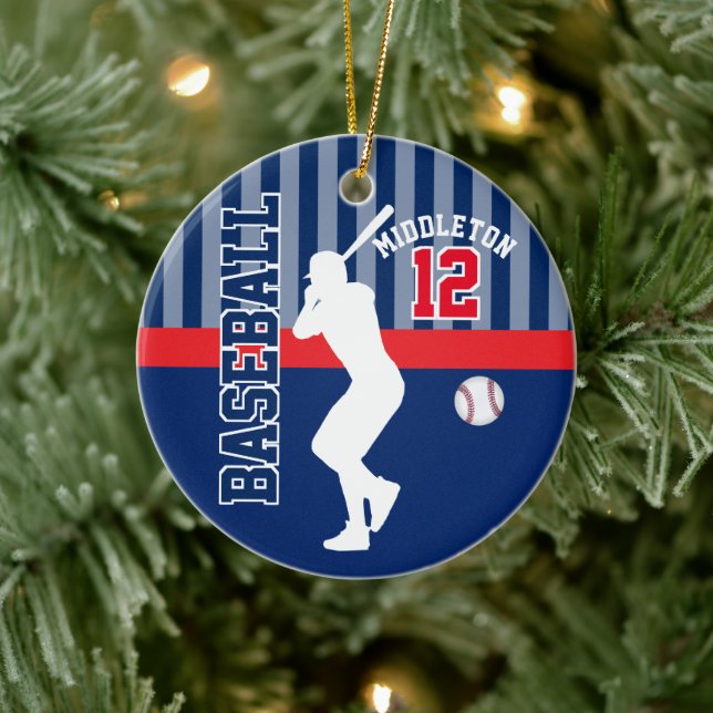 Baseball Sport - Dark Blue - Batter Ceramic Tree Decoration (Tree)