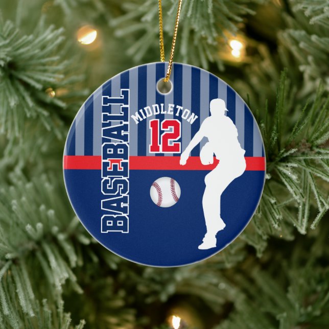 Baseball ⚾ Sport - Dark Blue - Pitcher Ceramic Tree Decoration (Tree)