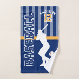 Baseball Sport in Dark Blue and Gold Hand Towel