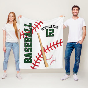 Baseball ⚾ Sport in Dark Green Fleece Blanket