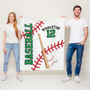 Baseball ⚾ Sport in Green Fleece Blanket