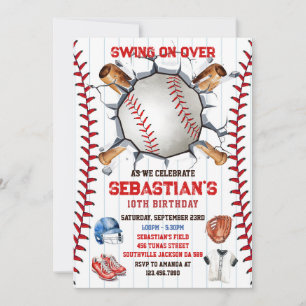Baseball Sport Party Boy Birthday Invitation