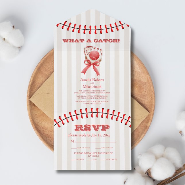 Baseball Sport Perfect Catch Wedding All In One Invitation (Creator Uploaded)