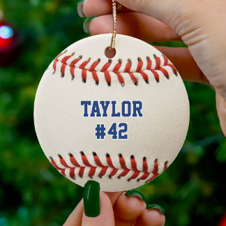 Baseball Sport Player Name Team Number Christmas Ceramic Tree Decoration