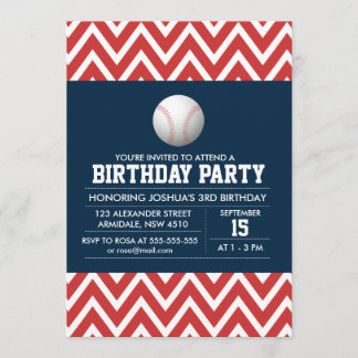 Baseball sport theme birthday boy party invitation