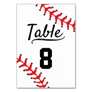 Baseball Sport Wedding Reception Table Number