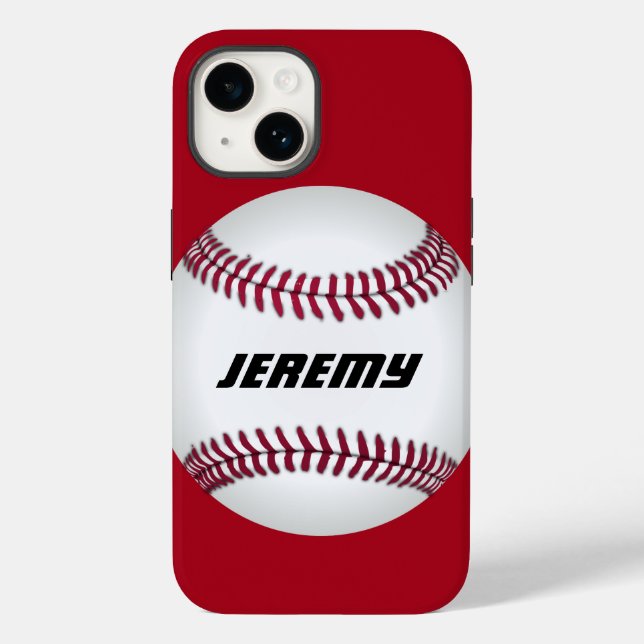 baseball sports add your text personalised red  Case-Mate iPhone case (Back)