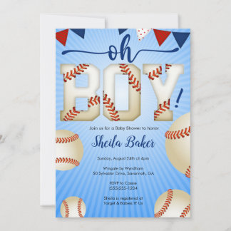 Baseball Sports Baby Shower Invitation - Oh Boy