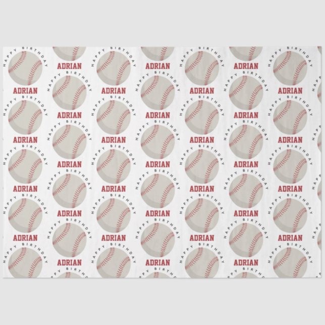 Baseball Sports Birthday Party Custom Name  Tissue Paper (Front)