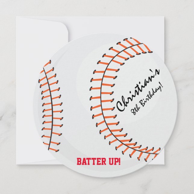 Baseball Sports Birthday Party Invitations (Front)