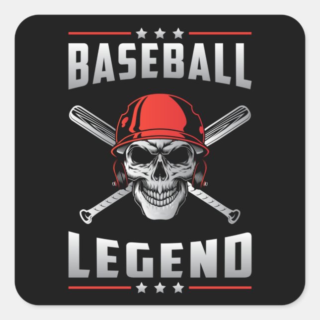 Baseball Sports Catcher Pitcher Bat Funny Gift Square Sticker (Front)