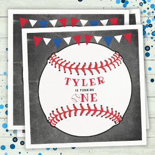 Baseball Sports Chalkboard 1st Birthday Napkin