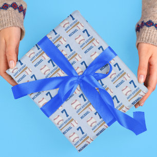 Baseball Sports Custom Name Birthday  Wrapping Paper