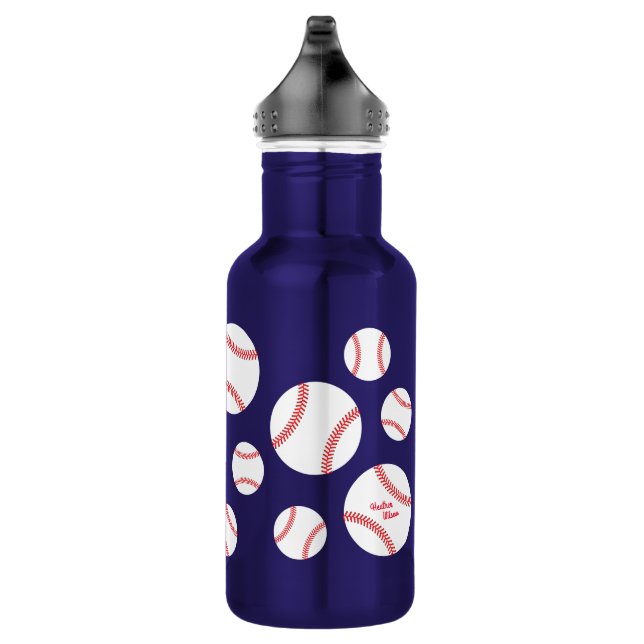 Baseball Sports Cute Kids Water Bottle with Name (Right)