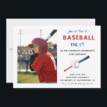 Baseball Sports Kids Birthday Photo Invitation<br><div class="desc">Hand painted watercolor baseball and bat with Kids photo birthday party invitation.</div>