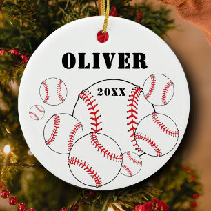 Baseball Sports Kids Keepsake Christmas Ceramic Tree Decoration