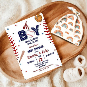 Baseball Sports Little Rookie Boy Baby Shower Invitation