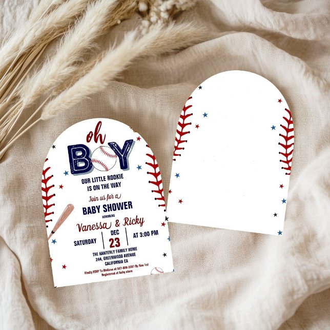 Baseball Sports Little Rookie Boy Baby Shower Invitation (Creator Uploaded)
